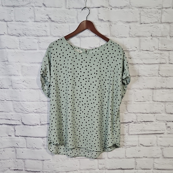 Maurices Tops - Maurices Light Green Blouse with Black Dots
